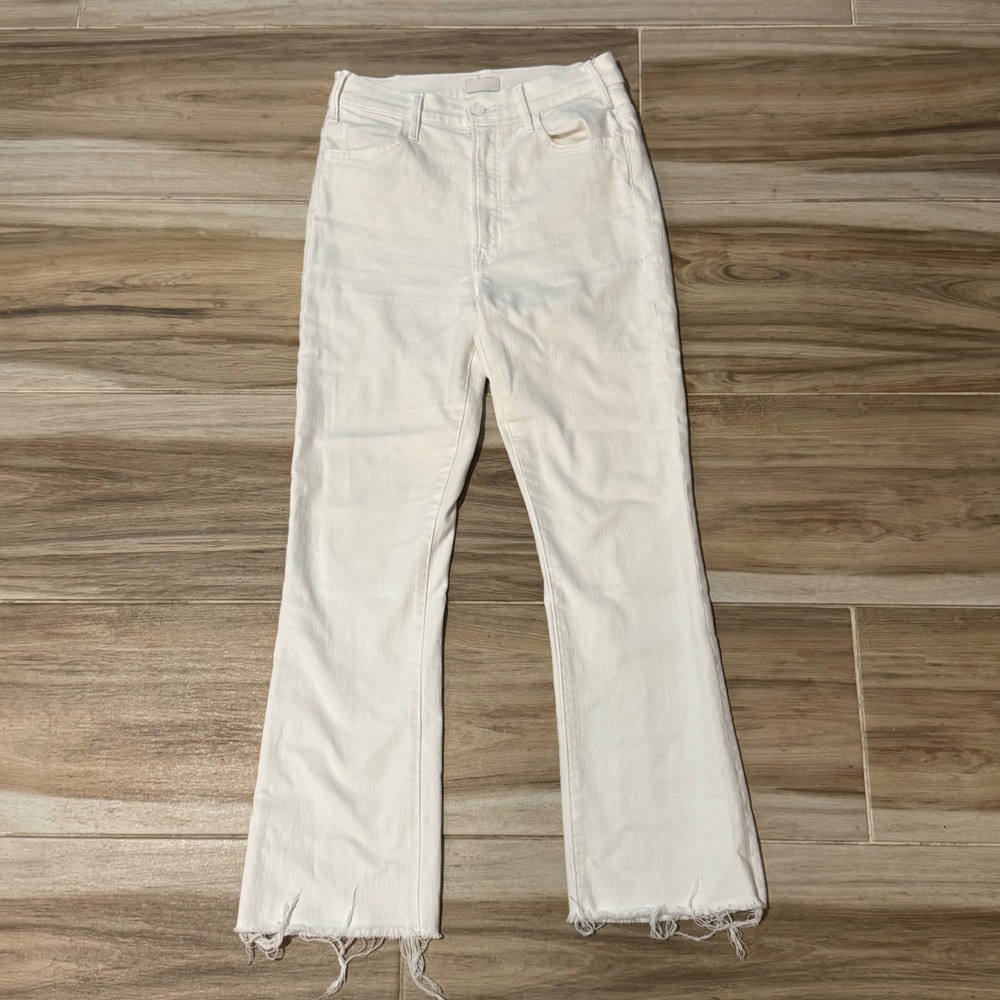 Mother The Hustler Ankle Fray Jeans White Fairest Of Them All Size 27 High Rise